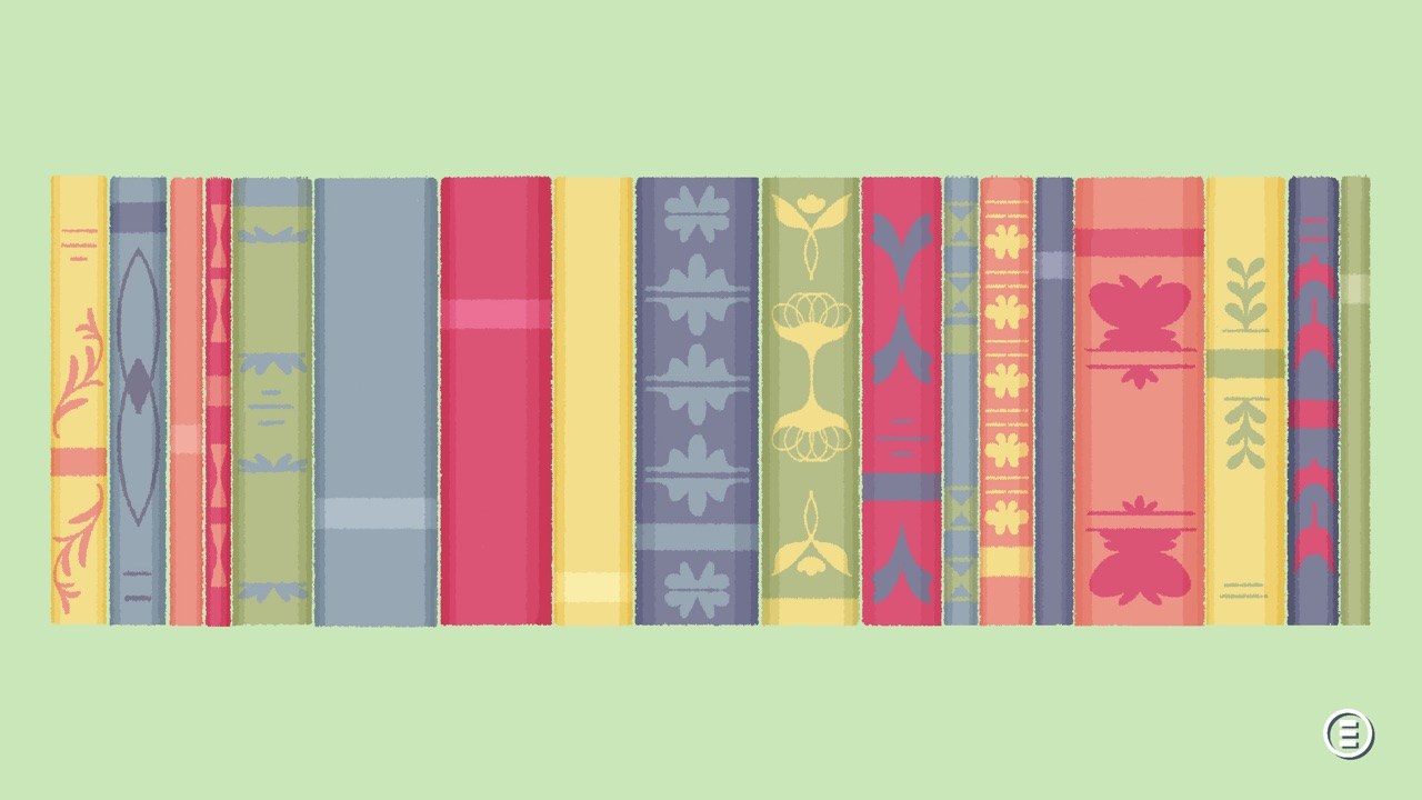A Little to the Left screenshot — neatly arranging a colourful row of books by pattern