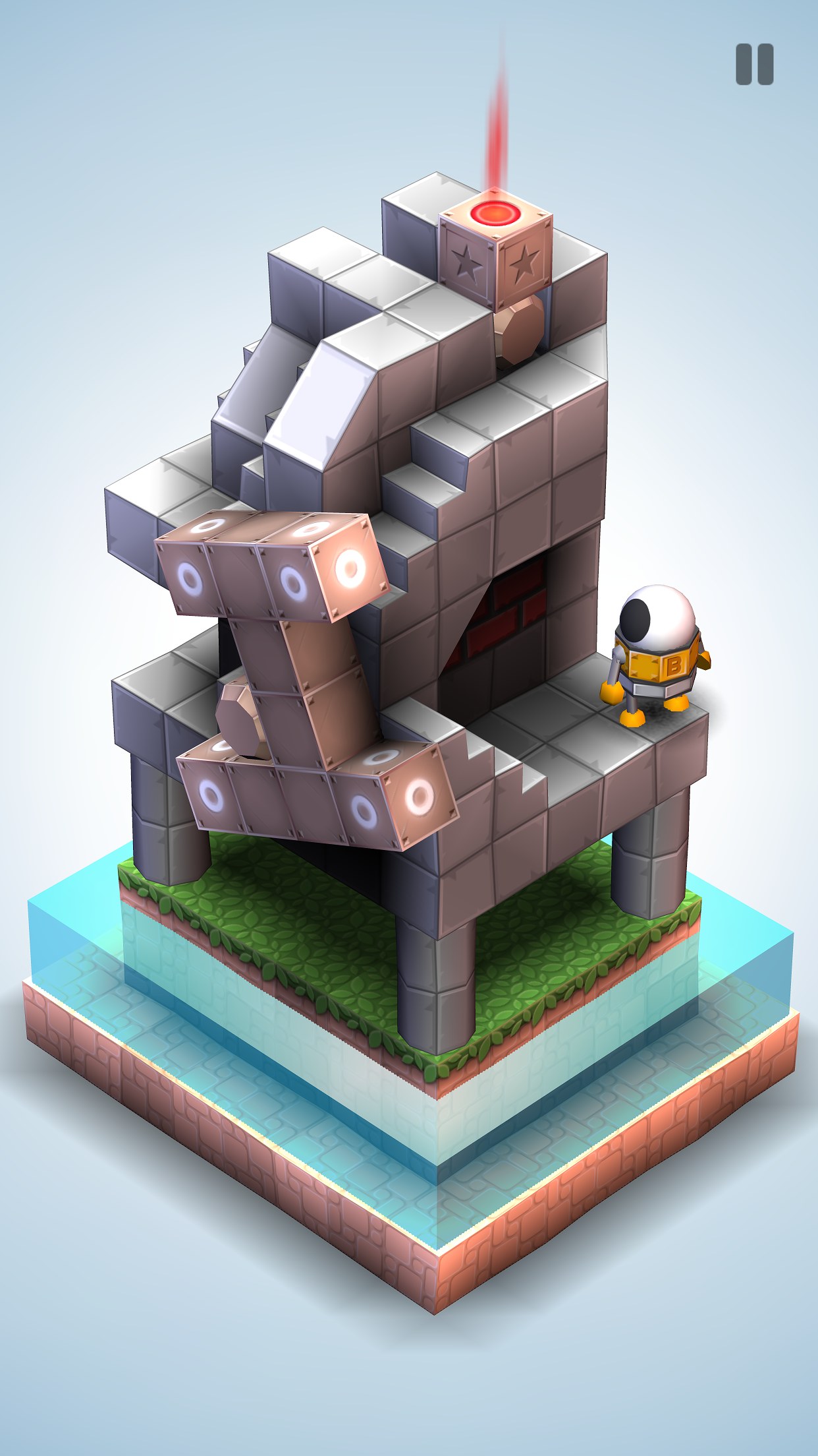 Mekorama screenshot — guiding a little robot through an isometric block diorama