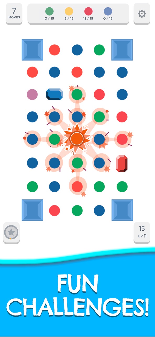 Two Dots screenshot — connecting lines of coloured dots on a grid