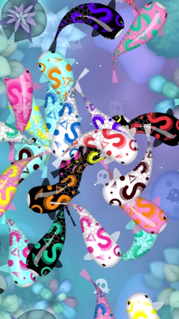 Zen Koi 2 screenshot — colourful koi gliding through a tranquil pond